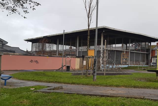 The old sports barn which is being replaced