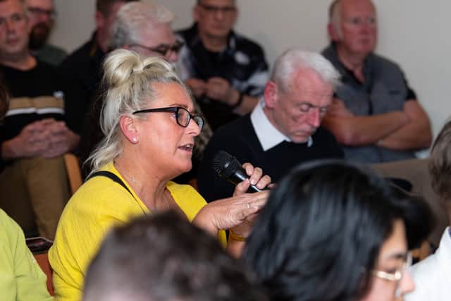 A member of the audience asks a question at the Hustings event for all of the Blackpool South election candidates held at Blackpool Cricket Club. Photo: Kelvin Lister-Stuttard