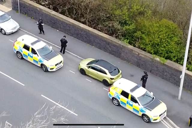 Armed police respond to reports of a man with a handgun on Waterloo Road Bridge in Blackpool
