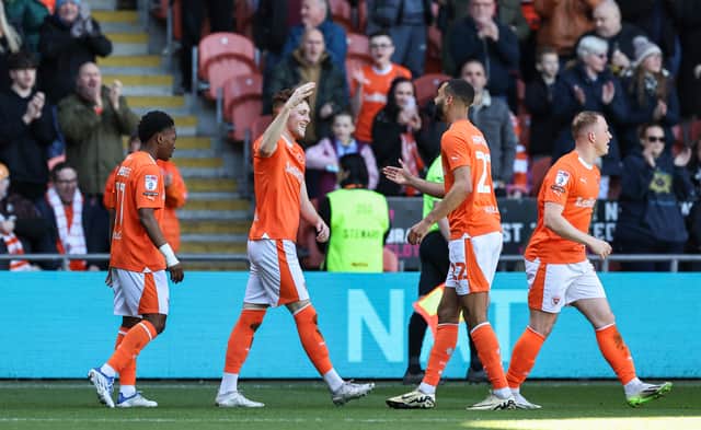 Blackpool gave themselves a fighting chance of achieving a League One play-off spot. They beat Barnsley 3-2 at Bloomfield Road. (Image: CameraSport - Lee Parker)