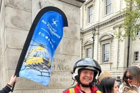 Caroline Duncan from Clitheroe took on the 26.2 miles along with thousands of others on Sunday which she tackled in her full 4kg flight suit.