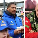 L: Anthony Joshua at the London Marathon 2024. R: Tyson Fury smiles during a press conference ahead of the Undisputed World Heavyweight title fight against Oleksandr Usyk. Credit: Getty