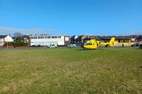 Police and air ambulance at the scene in Layton