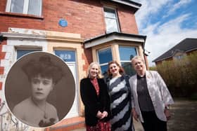 Jodie Prenger unveiled a blue plaque commemorating Blackpool-born music hall performer Victoria Monks. She is pictured with Alison Young and Christine Padwick from the British Music Hall Society