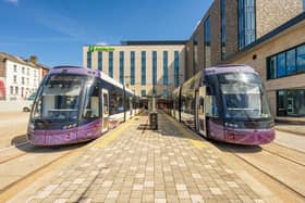 Tram testing at the new Talbot Road tram stop (Credit: Blackpool Transport)