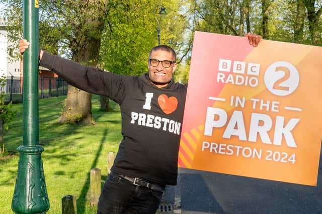 Radio 2's Richie Anderson in Preston's Moor Park - where Radio 2 in the Park will be held this year. Credit: BBC