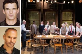 Tristan Gemmill (top left) and Michael Greco (bottom left) are starring in the courtroom play 12 Angry Men in Blackpool April 29-May 4.