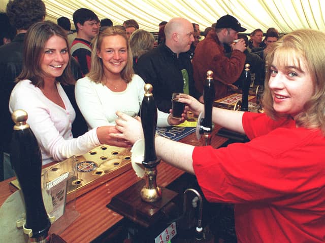 Customers enjoy the Beer Festival the Saddle Pub