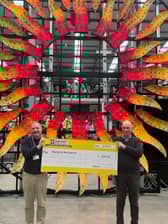 Steve Hoddy (R) presenting cheque to Richard Williams (L) at Lightworks 