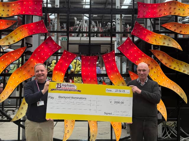 Steve Hoddy (R) presenting cheque to Richard Williams (L) at Lightworks 