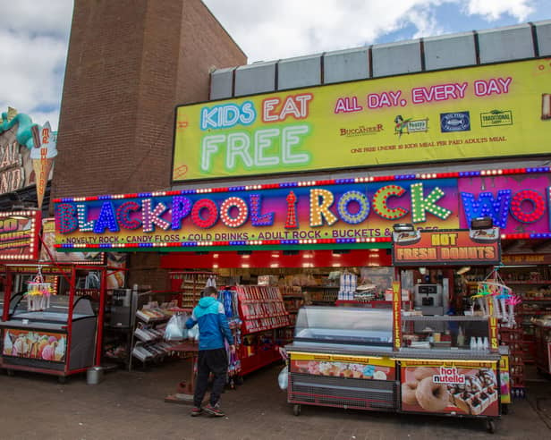 Sellers along the promenade still stock the original rock which is made in Blackpool.