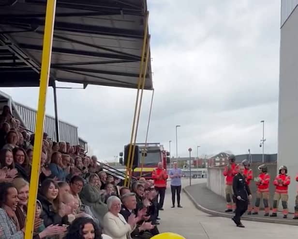 Firefighter proposes to his girlfriend at his pass-out parade.