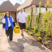 Lottery winners Natalie and Andrew Cunliffe from Blackpool turn horticulturists and creates a new pathway garden at Alder Hey. (Credit: Anthony Devlin)