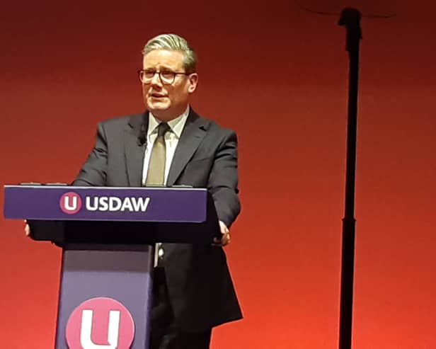 Sir Keir Starmer addressing the Usdaw conference in Blackpool