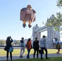 Harry Potter's Aunt Marge floats past the iconic London Tower Bridge to mark the launch of the new Return to Azkaban feature at Warner Bros. Studio Tour London - The Making of Harry Potter.