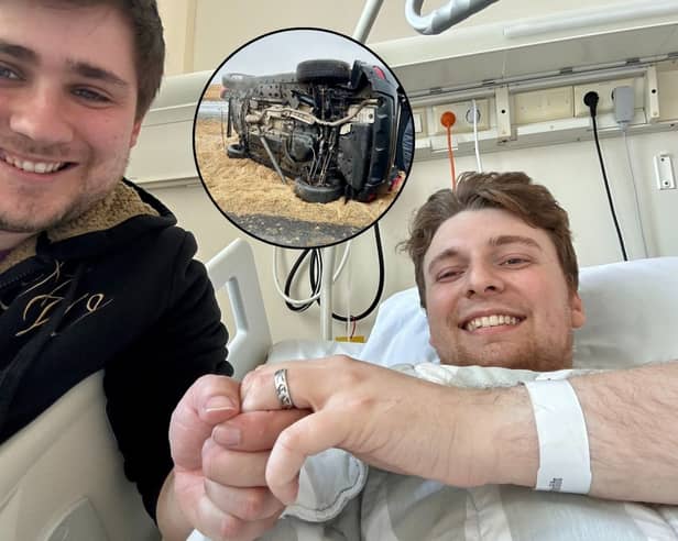 Zak Nelson, 28, and Elliot Griffiths, 26 got engaged in their hospital beds after nurses reunited them in intensive care.