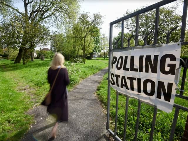 A voter heads to the polling station at St Paul's Church Marton on Whitegate Drive