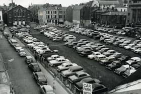 Winifred Street car park, Blackpool seen from Albert Road  in 1964