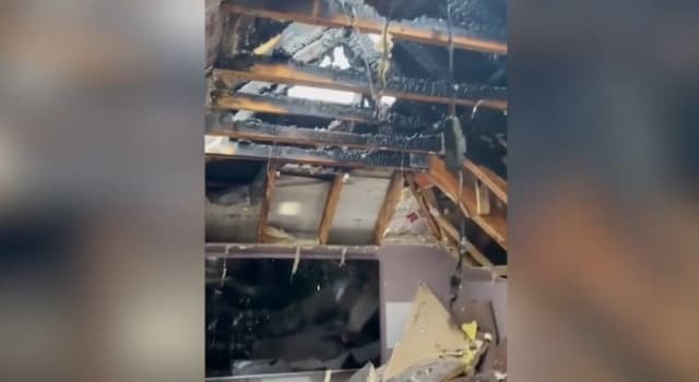 Watch: Fire started from suspected lighting strike damages home