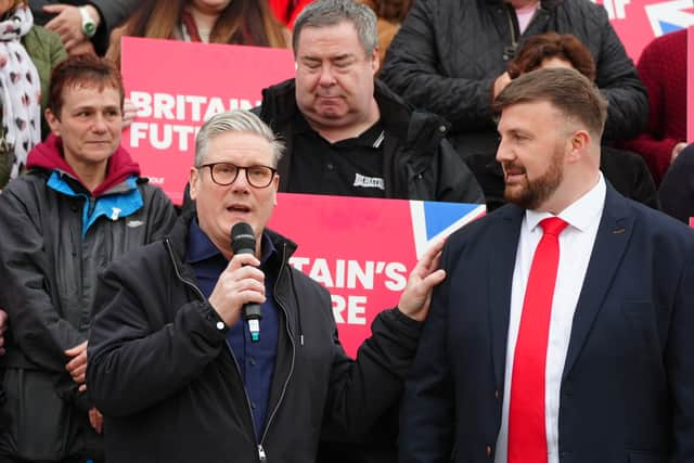 Chris Webb celebrating his victory with Labour leader Sir Keir Starmer in Blackpool