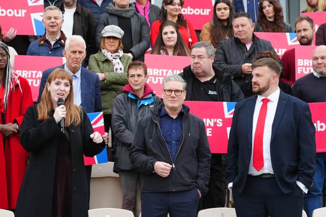 Chris Webb (right) with Angela Rayner and Sir Keir Starmer following his election victory earlier in May