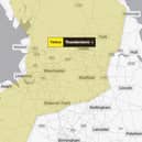 The Met Office has issued a yellow weather warning for thunderstorms and heavy rain
