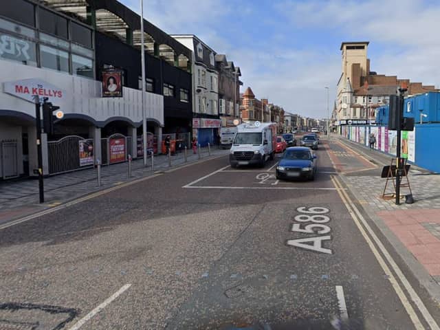 Dickson Road in Blackpool, where the alleged assault is believed to have occurred