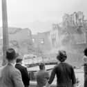 The Palace Theatre buildings on Blackpool Promenade under demolition in 1962. Lewis's department store was later built on this site