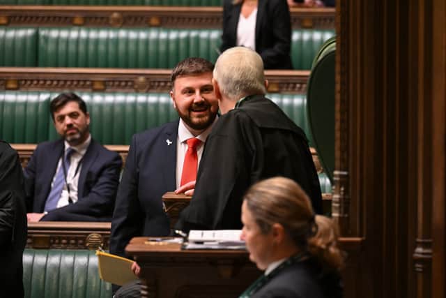 Blackpool South MP Chris Webb is greeted by the Speaker of the House of Commons