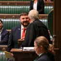 Blackpool South MP Chris Webb is greeted by the Speaker of the House of Commons