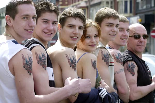 Tower Circus Russian In-line skaters John, Dennis, Anton, Natalie,Alex, Max and Anatoli sporting their new Tattoo's at the Tattoo studio, Dickson Rd 