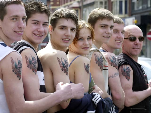Tower Circus Russian In-line skaters John, Dennis, Anton, Natalie,Alex, Max and Anatoli sporting their new Tattoo's at the Tattoo studio, Dickson Rd 