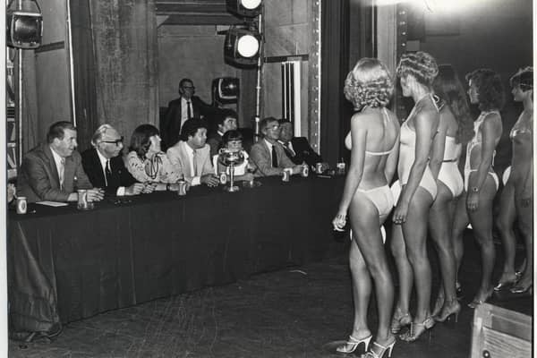 Miss Blackpool finals judging panel in 1982 at North Pier