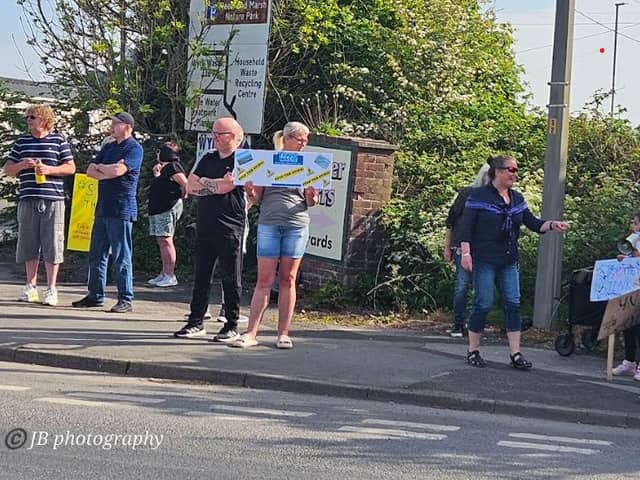 Residents in Fleetwood protesting against the odour at Fleetwood's landfill site