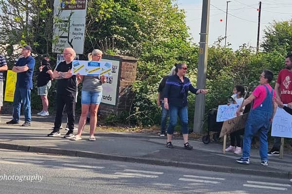 Residents in Fleetwood protesting against the odour at Fleetwood's landfill site