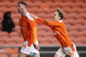 Dan Kemp (R) is a free agent after MK Dons announced their retained list. The 25-year-old played for Blackpool in 2020. (Photo by Alex Livesey/Getty Images)