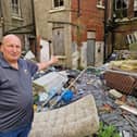 B&B owner Steve Savage and the fly-tipping which is blighting Havelock Street, Blackpool.