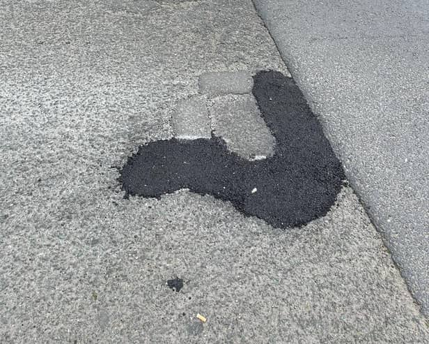 An example of the 'blobbing' technique of pothole-filling in Preston - but will repairs like this last?  