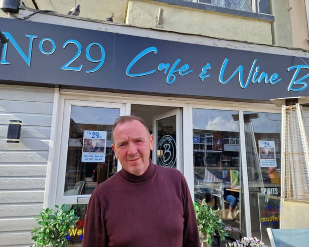 Wayne Duffy outside No 29 Cafe & Wine Bar in Bispham