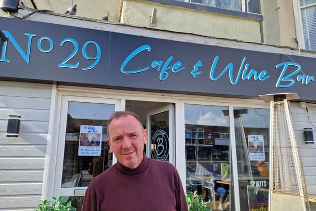 Wayne Duffy outside No 29 Cafe & Wine Bar in Bispham