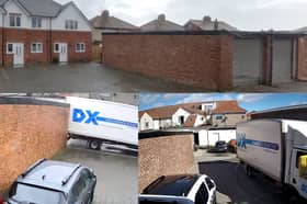 The houses and the garages, as well as CCTV shots from Mr Hancock's house, showing lorries loading and unloading, and turning around in driveways.