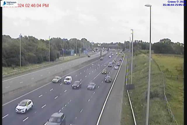 Traffic is being forced to slow down betwee junctions 32 and 33 of the M6 in Lancashire.