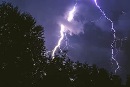 The Met Office has issued an eight hour yellow warning of thunderstorms and potential flooding.
