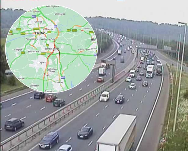 Heavy traffic was building on the M6 and M61 near Preston (Credit: National Highways/ AA)