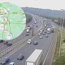 Heavy traffic was building on the M6 and M61 near Preston (Credit: National Highways/ AA)