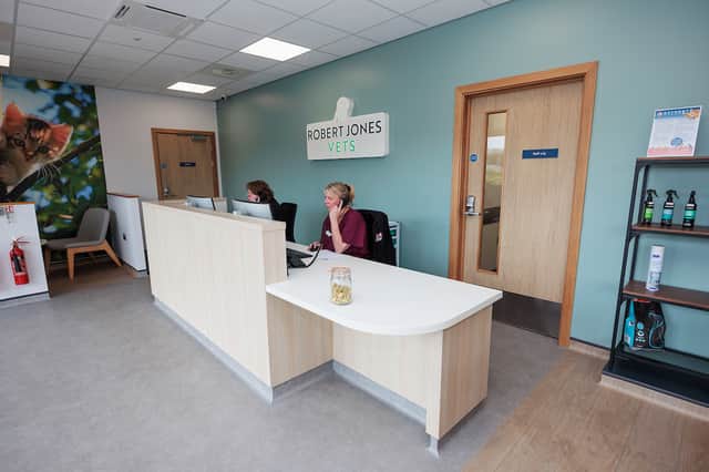The reception area at Robert Jones Vets Blackpool 