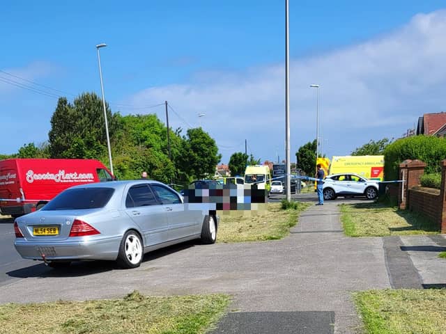 The scene in Devonshire Road, Bispham on Saturday afternoon