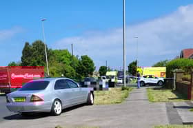 The scene in Devonshire Road, Bispham on Saturday afternoon