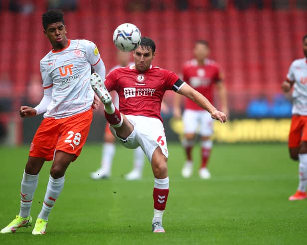 Tyreece John-Jules (L) was at Blackpool in the 2021/22 season. He is now a free agent at 23-years-old. Photo by Marc Atkins/Getty Images)