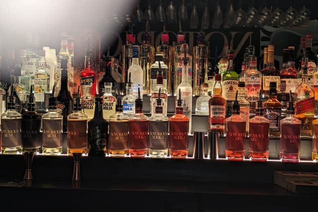 The range of own brand spirits at Notorious in Blackpool